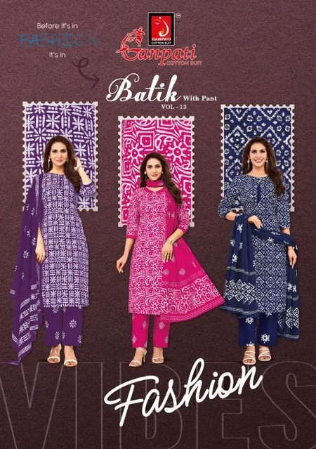 Batik Vol 13 By Ganpati Cotton Wholesale Kurti With Bottom Dupatta In India